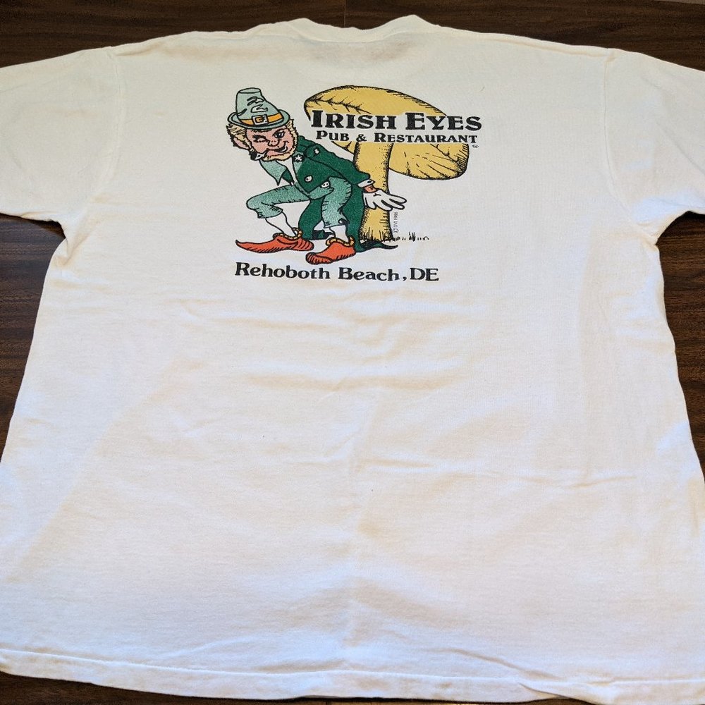 Vintage IRISH EYES PUB Leprechaun Shirt XL White